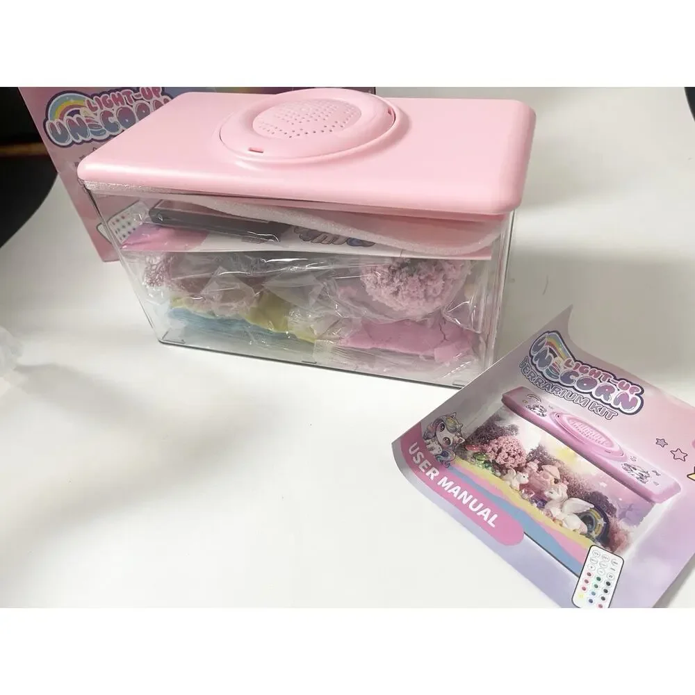 Unicorn Light-Up Terrarium Kit for Girl Kids - LED Night Light W/ Remote Control